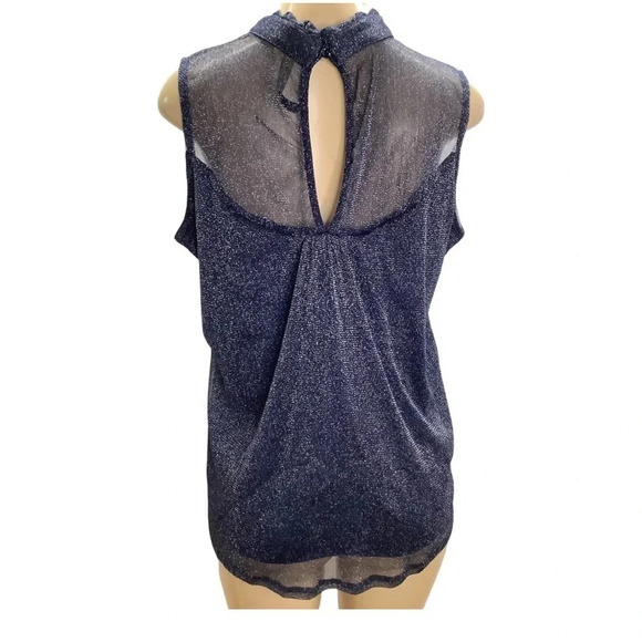 Luna Rae XL Shimmery Blue Sleeveless Ruffle Neck. New Without Tags - Picture 4 of 8